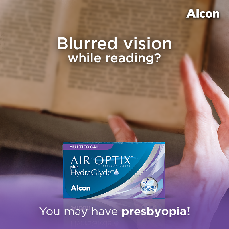 AIR OPTIX plus Hydraglyde MULTIFOCAL Monthly (3 pcs) + [FREE 1 pc] + FREE Lens Case