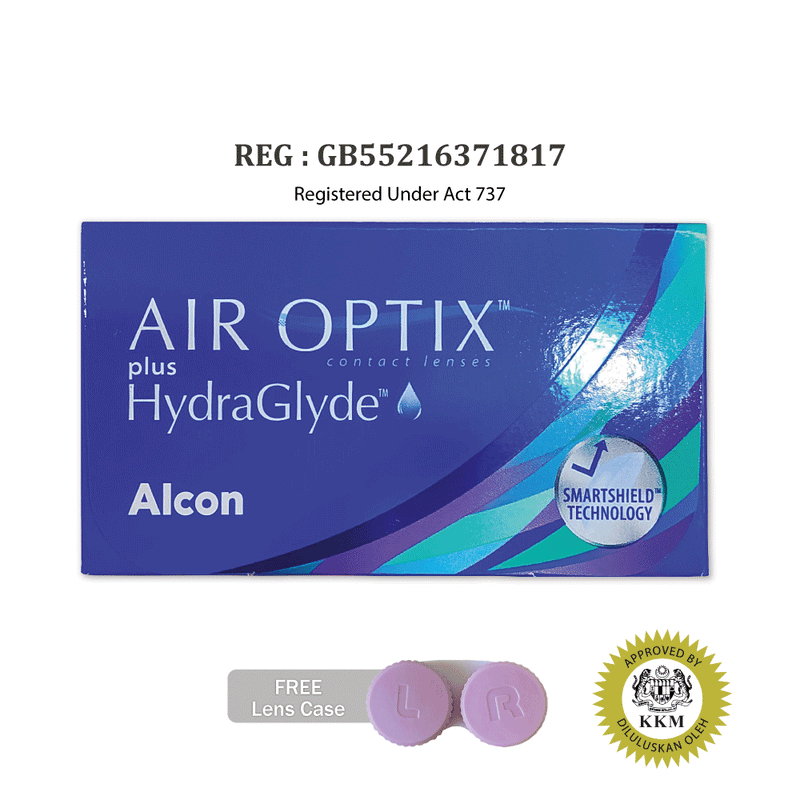 AIR OPTIX plus Hydraglyde Monthly (3 pcs) + FREE Lens Case