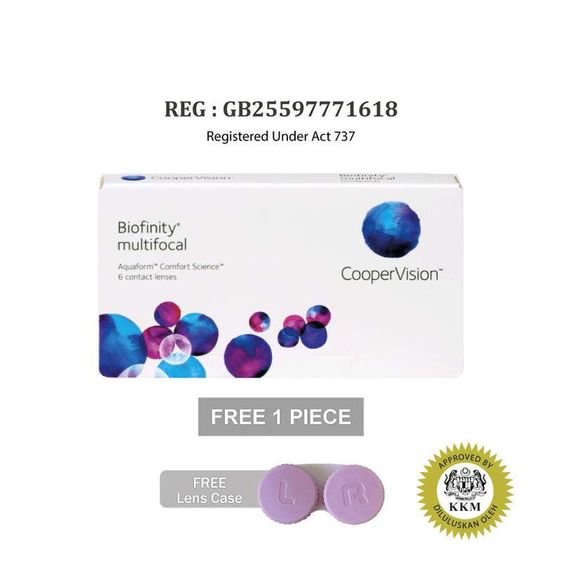 CooperVision Biofinity Multifocal Silicone Hydrogel Monthly Contact Lenses (3 pcs) + [FREE 1pc] + FREE Lens Case