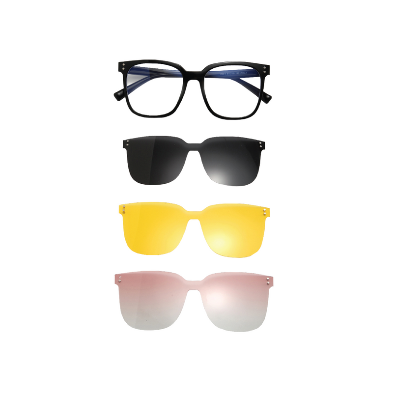 evo 2234 Anti Blue Light Shiny Transparent Frame With Clip On Set