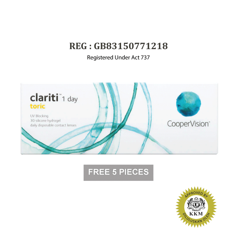 CooperVision clariti 1 day toric Silicone Hydrogel Daily Contact Lenses (30 pcs) + [FREE 5pcs]
