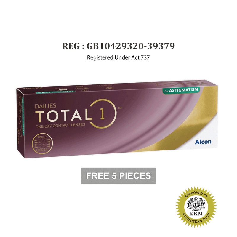 Alcon DAILIES TOTAL 1 for ASTIGMATISM Contact Lenses (30 pcs) + [FREE 5pcs]