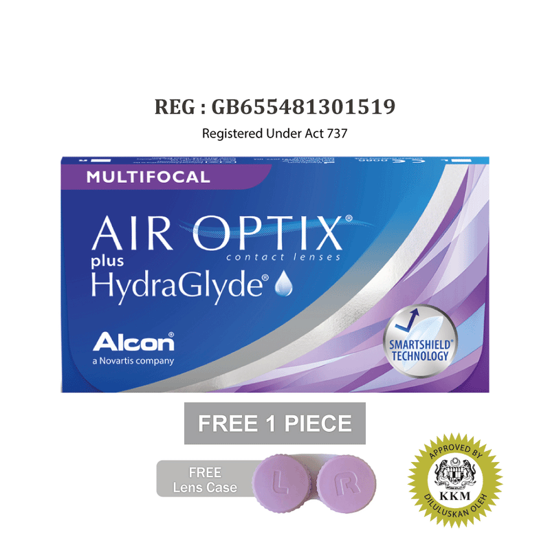 AIR OPTIX plus Hydraglyde MULTIFOCAL Monthly (3 pcs) + [FREE 1 pc] + FREE Lens Case