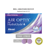AIR OPTIX plus Hydraglyde MULTIFOCAL Monthly (3 pcs) + [FREE 1 pc] + FREE Lens Case