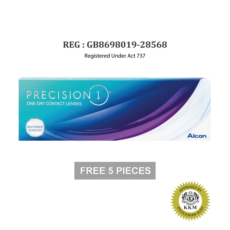 Alcon PRECISION 1 ONE-DAY Contact Lenses (30 pcs) + [FREE 5 pcs]