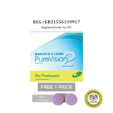 BAUSCH + LOMB Pure Vision 2 For Presbyopia Multifocal Contact Lenses (6 pcs) + [FREE 1 pc ULTRA for Presbyopia] + FREE Lens Case