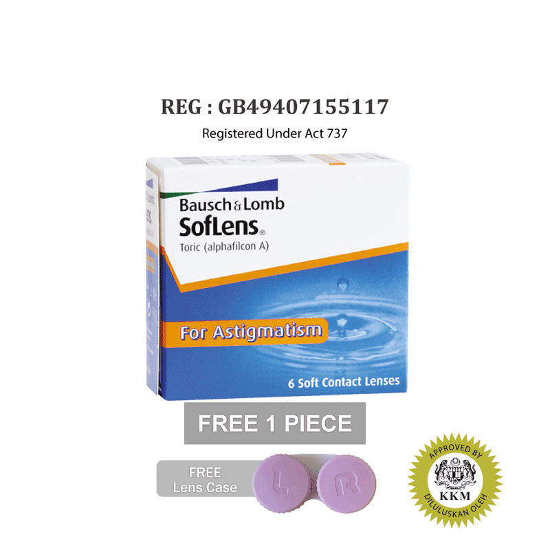 Soflens Toric 66 For Astigmatism (6 pcs) + [FREE 1 pc ULTRA Toric For Astigmatism] + FREE Lens Case