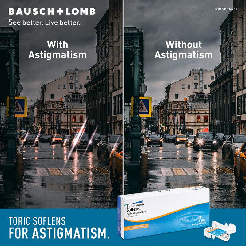 Bausch & Lomb Soflens Daily Toric For Astigmatism Contact Lens (30 pcs) + [FREE 3 pcs]